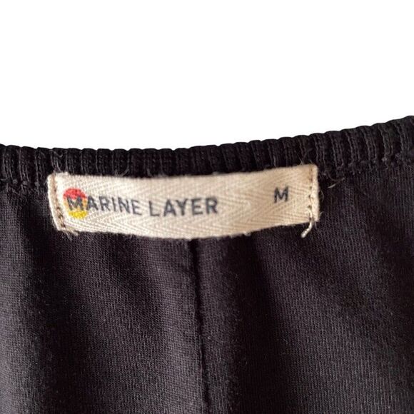 Marine Layer Lexi Rib Long Sleeve Midi Dress Black Size Medium - Picture 5 of 16